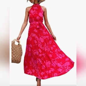 Floerns Women's Halter, Hot Pink, Large